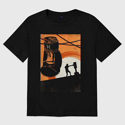 Футболка оверсайз женская Бокс тренировка, цвет: черный