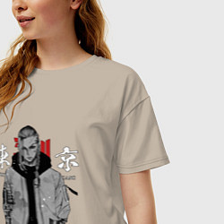 Футболка оверсайз женская Токийские мстители Рюгуджи Дракен, цвет: миндальный — фото 2