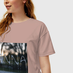 Футболка оверсайз женская Имя Анна из капель дождя, цвет: пыльно-розовый — фото 2