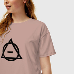 Футболка оверсайз женская Символика квадроберов черная, цвет: пыльно-розовый — фото 2