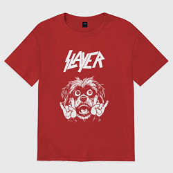 Футболка оверсайз женская Slayer rock dog, цвет: красный