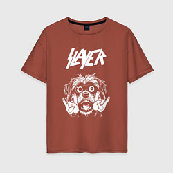 Женская футболка оверсайз Slayer rock dog