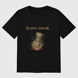 Футболка оверсайз женская Elden drink meme, цвет: черный