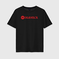 Футболка оверсайз женская Deadlock red logo, цвет: черный