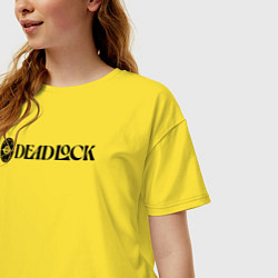 Футболка оверсайз женская Deadlock white logo, цвет: желтый — фото 2