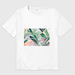 Женская футболка оверсайз Листья акварель