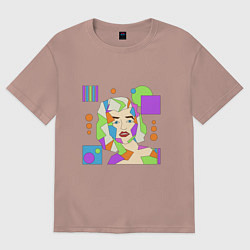 Футболка оверсайз женская Мэрилин Монро абстрактный женский портрет, цвет: пыльно-розовый