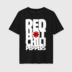 Женская футболка оверсайз RHCP - title and logo