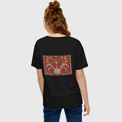 Женская футболка оверсайз Изысканный орнамент ковер / Черный – фото 4