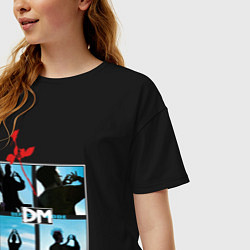 Футболка оверсайз женская Depeche Mode world in my eyes: red rose, цвет: черный — фото 2