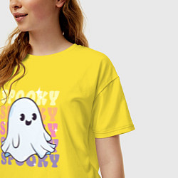 Футболка оверсайз женская Cute little spooky ghost, цвет: желтый — фото 2