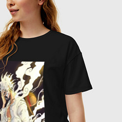 Футболка оверсайз женская Ван-Пис Луффи джойбой, цвет: черный — фото 2