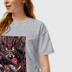 Футболка оверсайз женская Ван-Пис Шанкс команда, цвет: меланж — фото 2