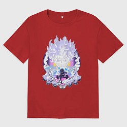 Футболка оверсайз женская Ван-Пис Луффи йонко, цвет: красный