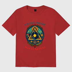 Футболка оверсайз женская Музыка в каждой травинке, цвет: красный