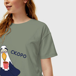 Футболка оверсайз женская Орел с надписью скоро, цвет: авокадо — фото 2