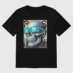 Женская футболка оверсайз Pixel skull - ai art fantasy