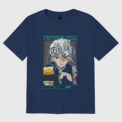 Футболка оверсайз женская Клинок рассекающий демонов Тенген столп, цвет: тёмно-синий