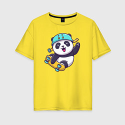 Футболка оверсайз женская Skater panda, цвет: желтый