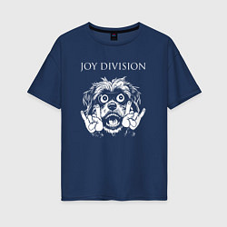 Футболка оверсайз женская Joy Division rock dog, цвет: тёмно-синий