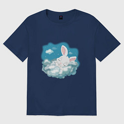 Футболка оверсайз женская Зайчик спит на облаках, цвет: тёмно-синий