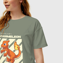 Футболка оверсайз женская Покемоны Чармелеон Charmeleon, цвет: авокадо — фото 2
