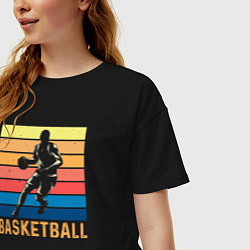 Футболка оверсайз женская Basketball lettering, цвет: черный — фото 2