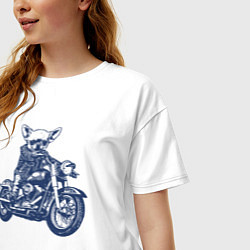 Футболка оверсайз женская Чихуахуа байкер на мотоцикле, цвет: белый — фото 2