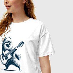 Футболка оверсайз женская Шпиц играет на гитаре укулеле, цвет: белый — фото 2
