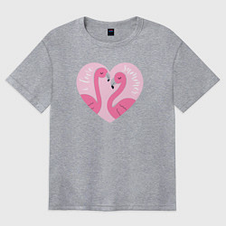 Футболка оверсайз женская Летние фламинго, цвет: меланж