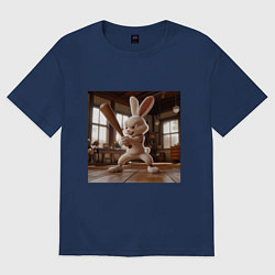 Футболка оверсайз женская Заяц и бейсбол, цвет: тёмно-синий