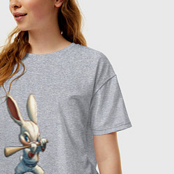 Футболка оверсайз женская Бейсбольный зайчик, цвет: меланж — фото 2