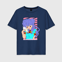 Футболка оверсайз женская Ранма - shampoo anime girl, цвет: тёмно-синий