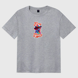 Футболка оверсайз женская Frenzy -кот в шляпе, цвет: меланж