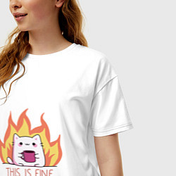 Футболка оверсайз женская Котик в порядке, цвет: белый — фото 2