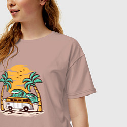 Футболка оверсайз женская Остров хиппи, цвет: пыльно-розовый — фото 2