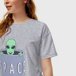 Футболка оверсайз женская Космический пришелец, цвет: меланж — фото 2