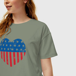 Футболка оверсайз женская Сердце США, цвет: авокадо — фото 2