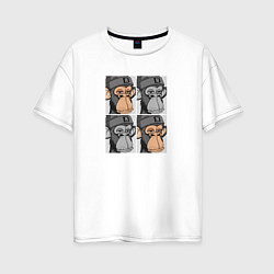Футболка оверсайз женская Four monkeys, цвет: белый