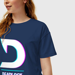 Футболка оверсайз женская Deadlock в стиле glitch и баги графики, цвет: тёмно-синий — фото 2