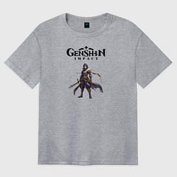 Футболка оверсайз женская Косплей Genshin impact boy, цвет: меланж