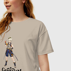 Футболка оверсайз женская Bennett genshin impact love, цвет: миндальный — фото 2