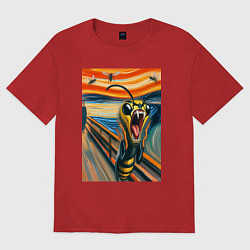 Женская футболка оверсайз Оса кричит на картине Эдварда Мунка - мем искусств