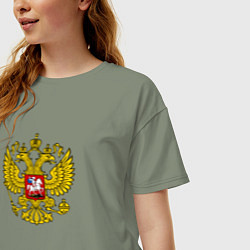Футболка оверсайз женская Герб РФ главный, цвет: авокадо — фото 2