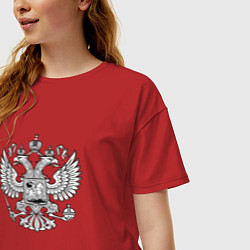 Футболка оверсайз женская Россия герб символика, цвет: красный — фото 2