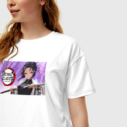 Футболка оверсайз женская Demon slayer black go, цвет: белый — фото 2