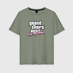 Футболка оверсайз женская GTA vice city stories game, цвет: авокадо