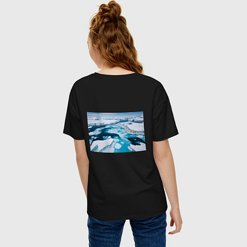 Женская футболка оверсайз Арктический лед / Черный – фото 4