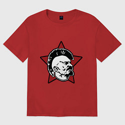 Футболка оверсайз женская Значок - Владимир Ленин панк, цвет: красный