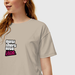 Футболка оверсайз женская GTA vice city game logo, цвет: миндальный — фото 2